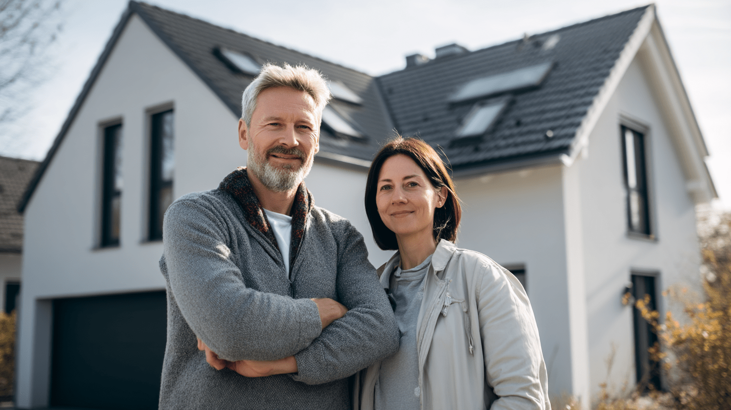 Herr und Frau Bündchen vor ihrem Saniertem Haus das eine Baubegleitung hatte